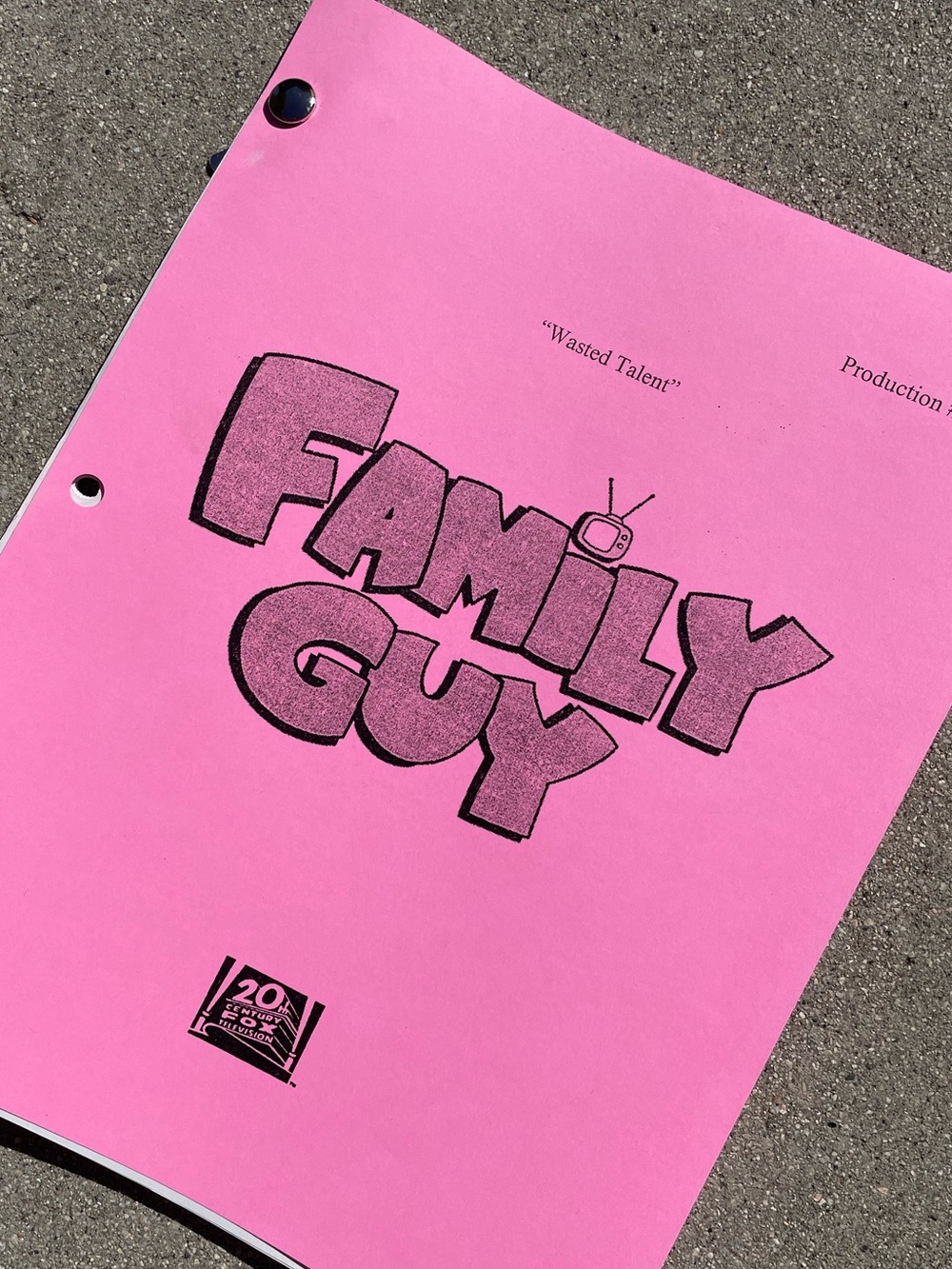 RARE Vtg Family Guy 1999 Wasted Talent Production Used Table Draft Script WONKA!